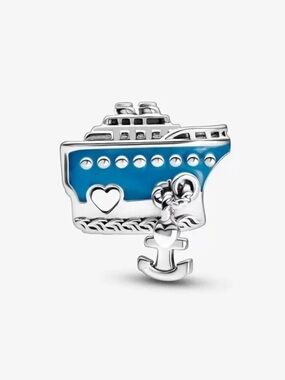 Pandora Silver and Bright Blue Cruise Ship Charm with Anchor